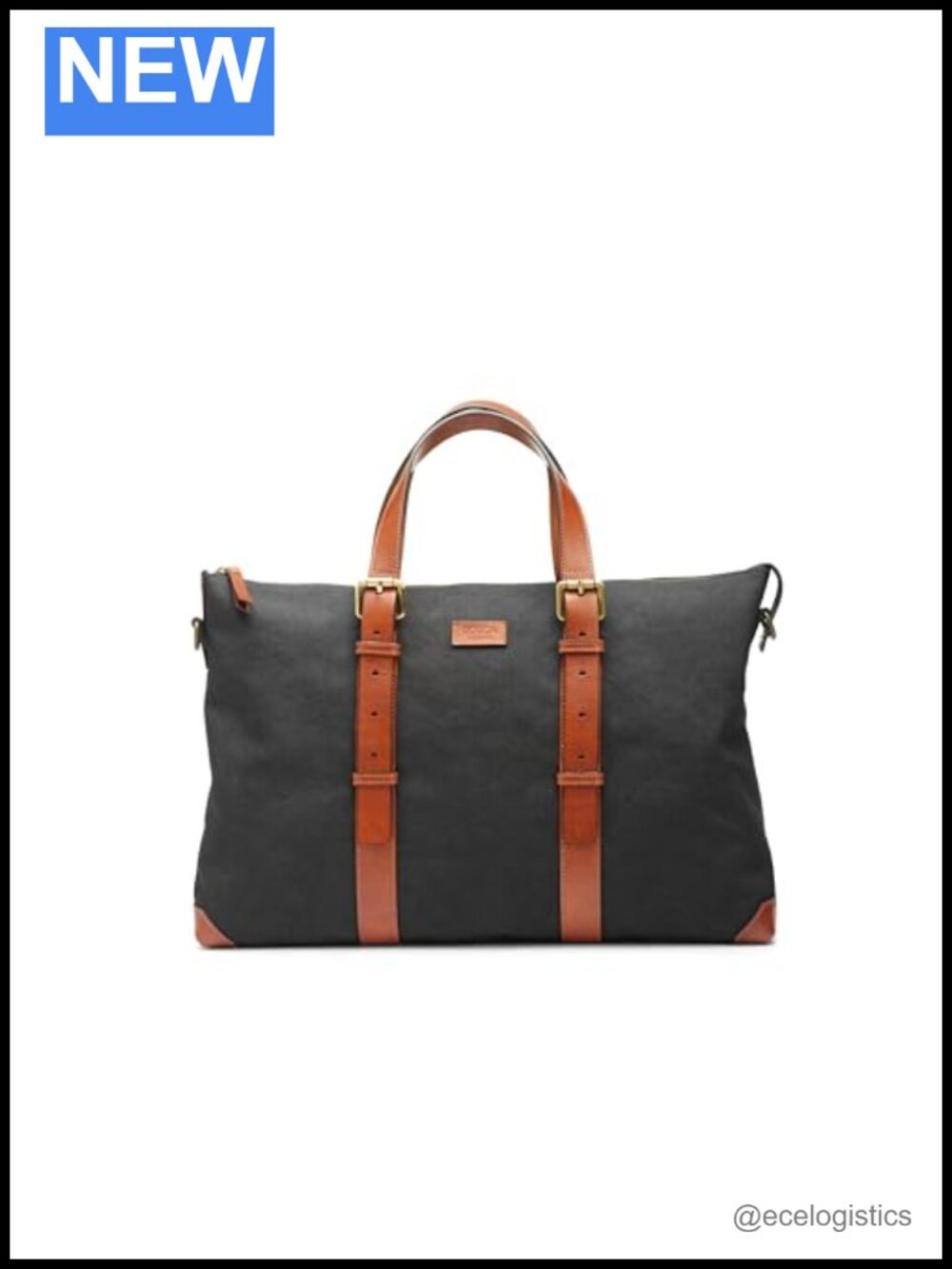 Genuine Leather Italian Work Tote with Recycled Nylon, Adjustable Handles &